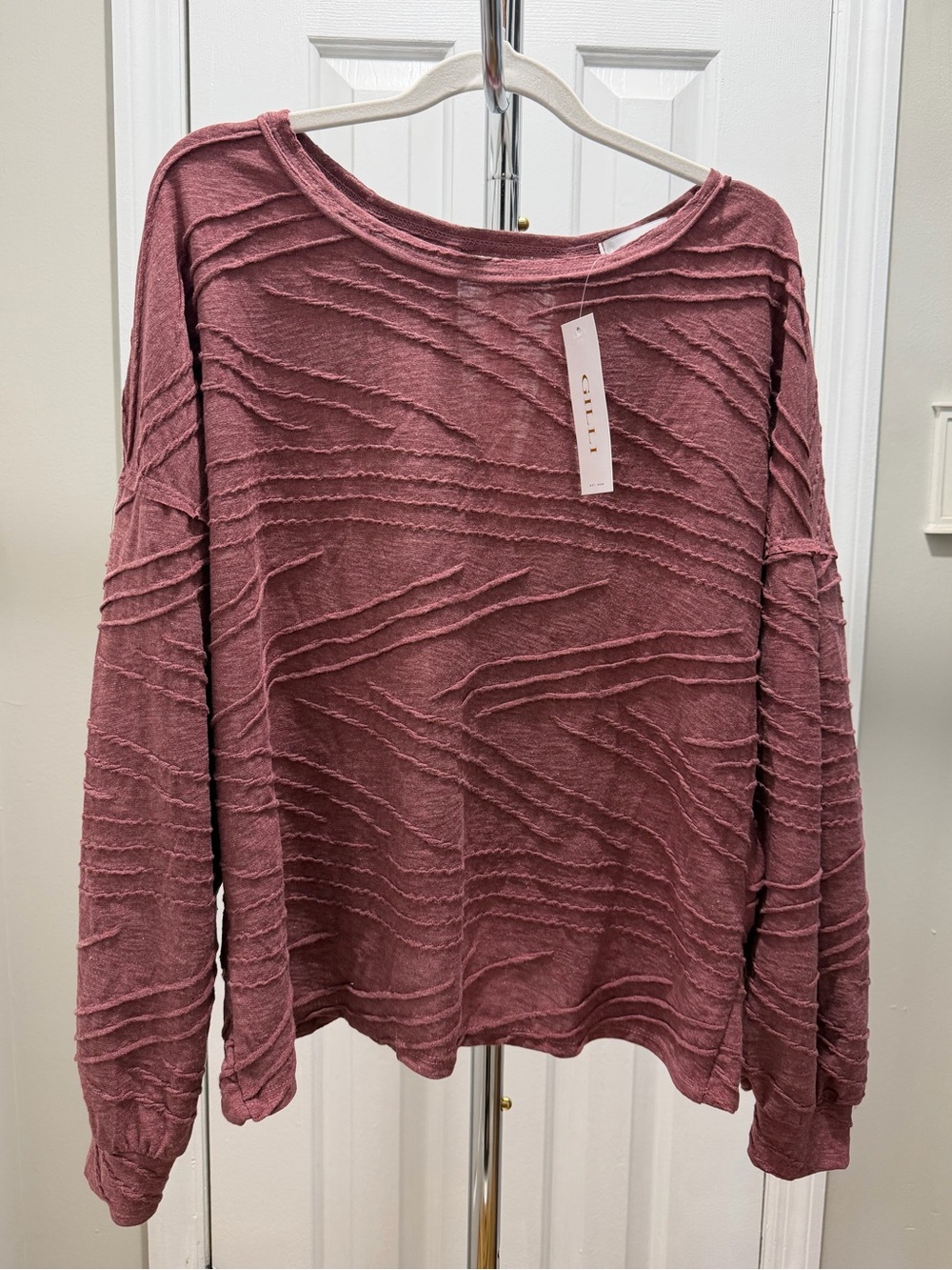 Gilli Textured Long Sleeve Top - Rose